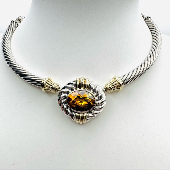 David Yurman Renaissance Choker Necklace With Citrine And Gold - Picture 2 of 6